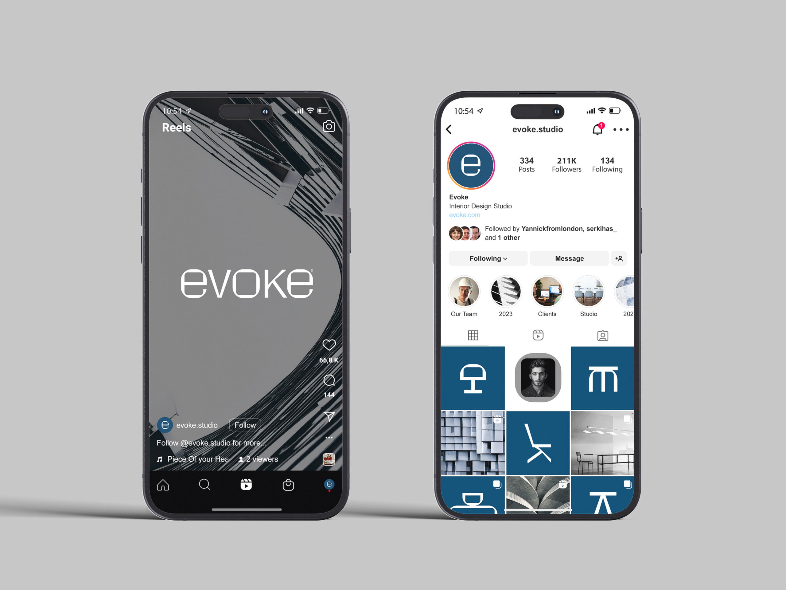 Perfil Instagram Evoke, un estudio de diseño de interiores